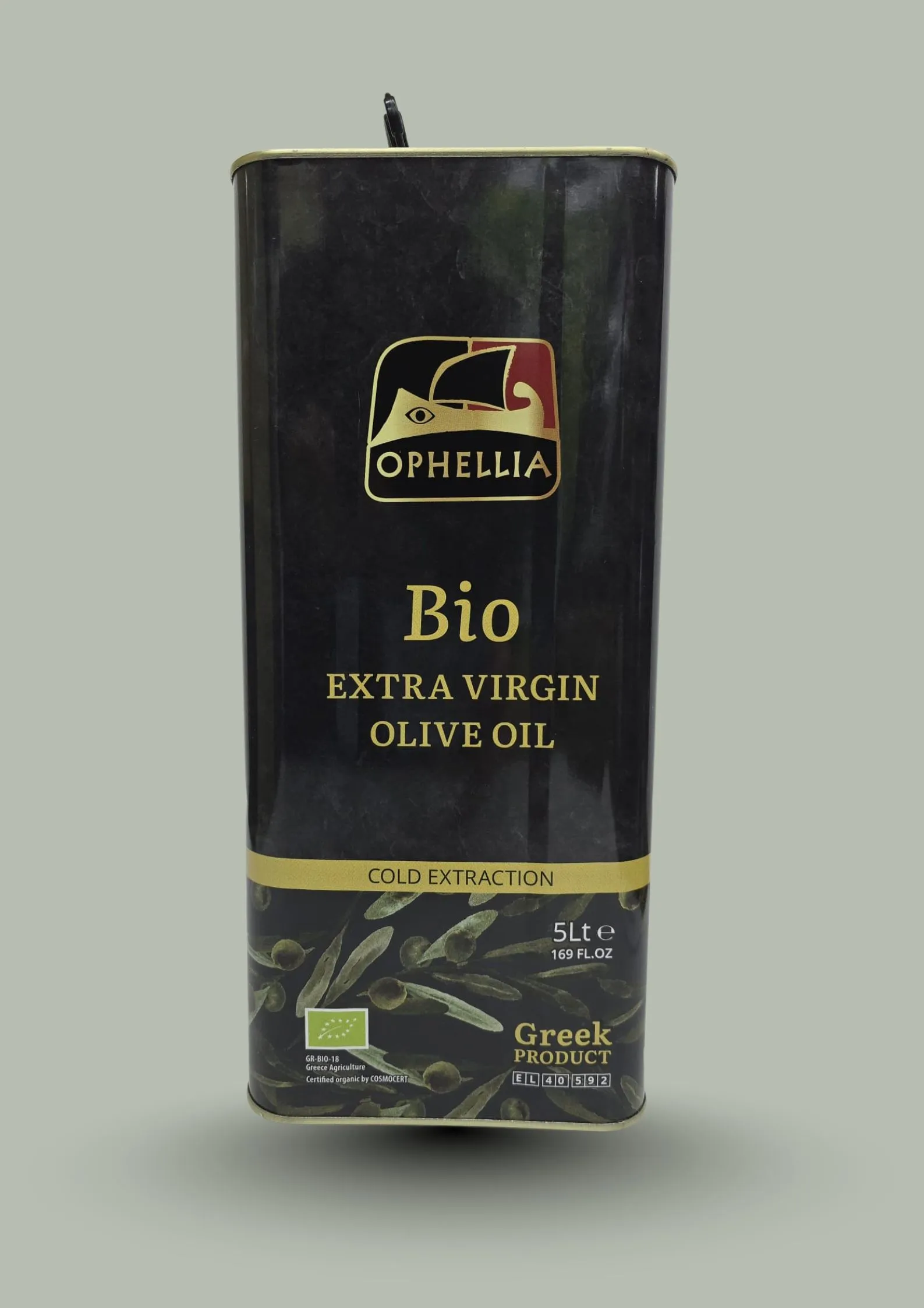 Ulei de măsline extravirgin organic Ophellia, cutie 5 l